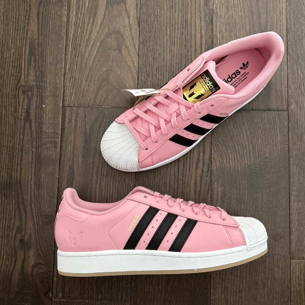 adidas Superstar Messi Sneakers Men's Size 10.5 Pink/ Black/ Gold JR1520